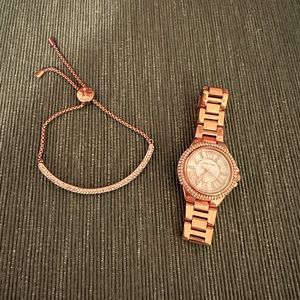 Michael Kors rose gold watch and bracelet